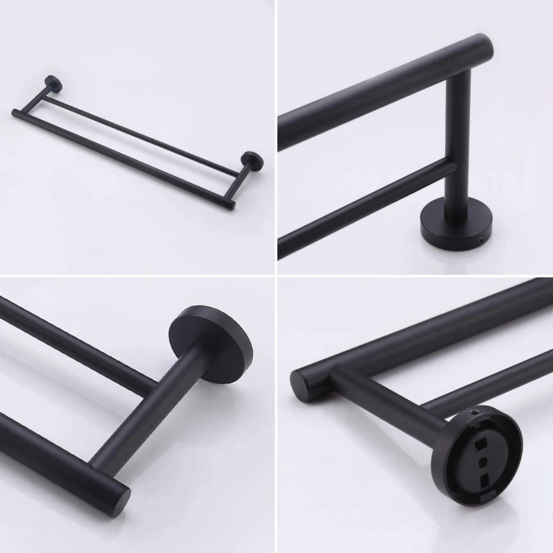 

23.6-Inch Double Towel Bar Bathroom Shower Dual Towel Holder Hanger SUS 304 Stainless Steel Wall Mounted Matte Black