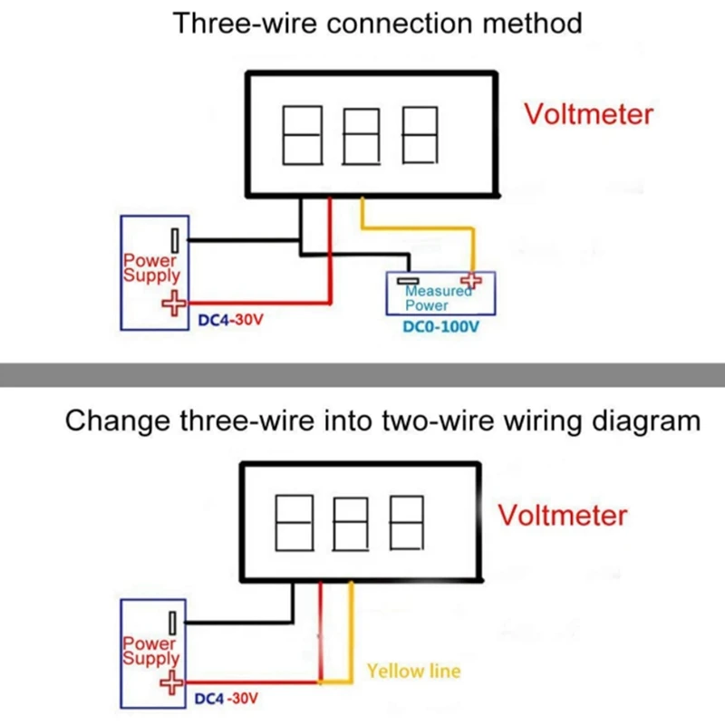 5 шт. цифровой мини-вольтметр постоянный ток 0-100 в трехпроводной измеритель и 2
