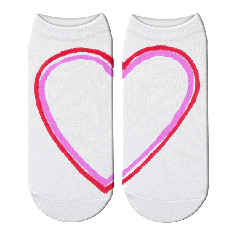 Симпатичные носки с 3D принтом красного сердца женские дышащие мягкие