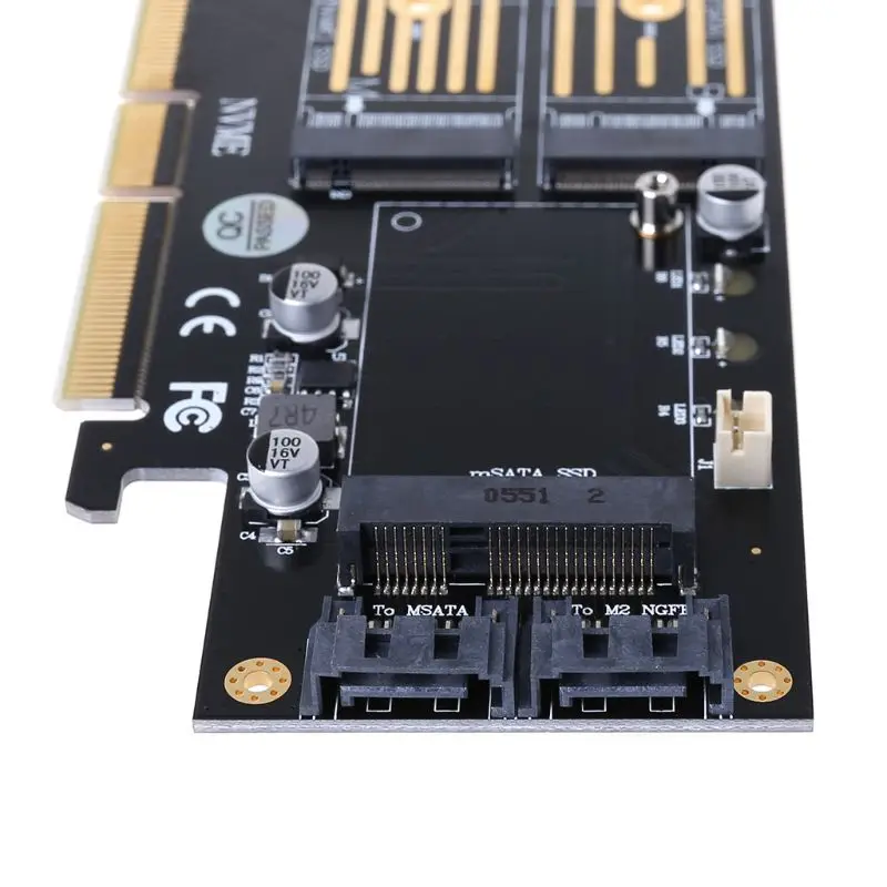 Адаптер PCI-E 3 0 X16 на M.2 SSD PCIE M2 Raiser M Key B mSATA 2 x 7Pin SATA порт NVME AHCI в 1 переходная карта |