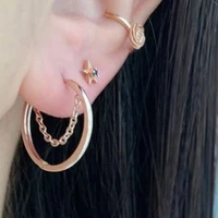 non tarnish waterproof stainless steel chain layered hoop earring jewelry wholesale for women