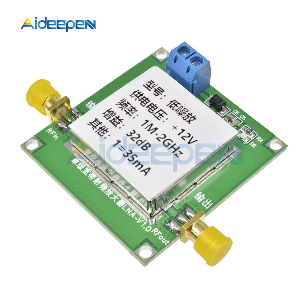 DC 12 В 0 01 2000 МГц 2 ГГц 32 дБ LNA RF широкополосный малошумный усилитель UHF модуль HF VHF Low dB