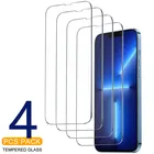 Закаленное защитное стекло с полным покрытием для iPhone, 4 шт., Защита экрана для iPhone 11, 12, 13 Pro, XS, Max, XR, X, 7, 8, 6, 6s Plus, зеркальное стекло
