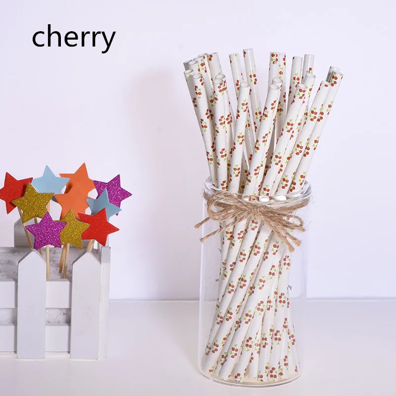 cherry 25 шт eco-friendly зеленый бамбук бумажные, с пандой соломинки для дня рождения Свадебная вечеринка Baby Shower украшения событие для питьевой воды - Цвет: cherry