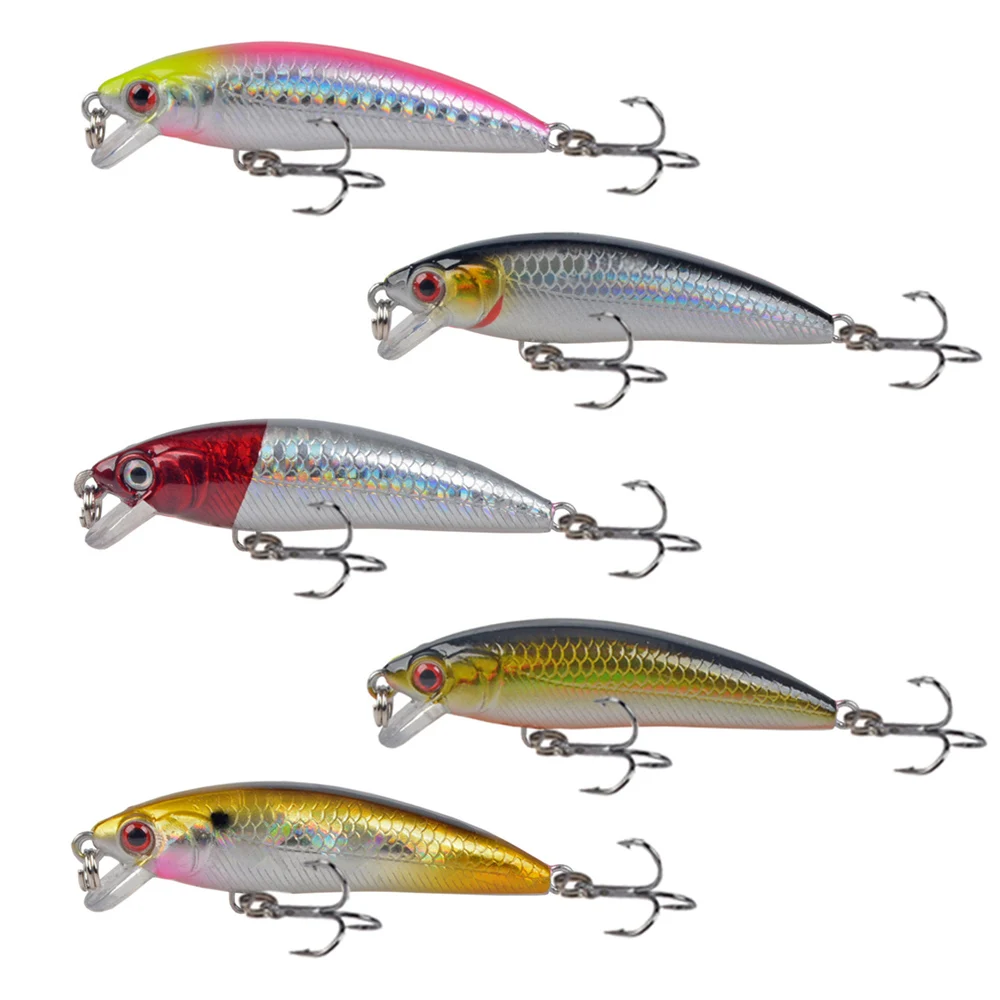 

5pcs Minnow Fishing Lure 6cm 5.5g Aritificial Japan Wobblers Crankbait Hard Bait Feather Minnow Fishing Plastic Baits Pesca Isca