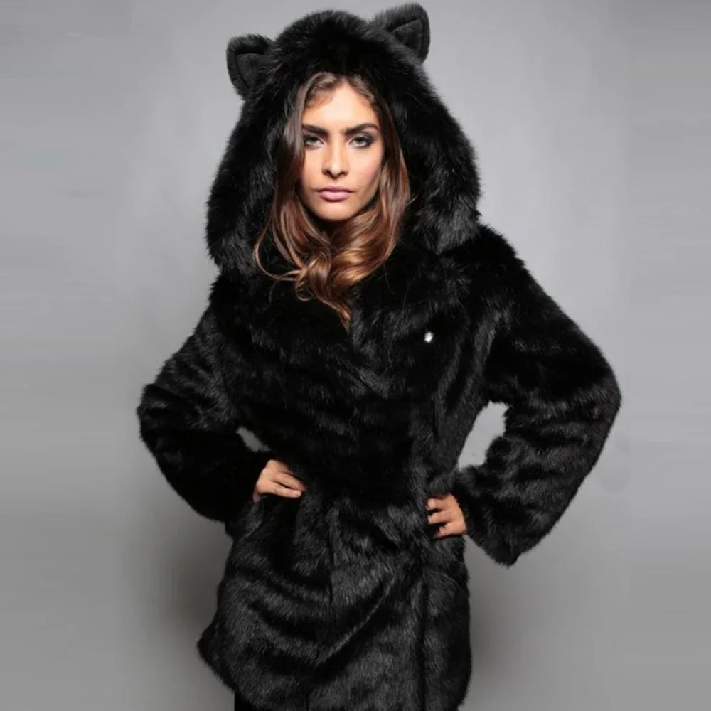 Женская зимняя куртка из искусственного меха размера плюс модная повседневная