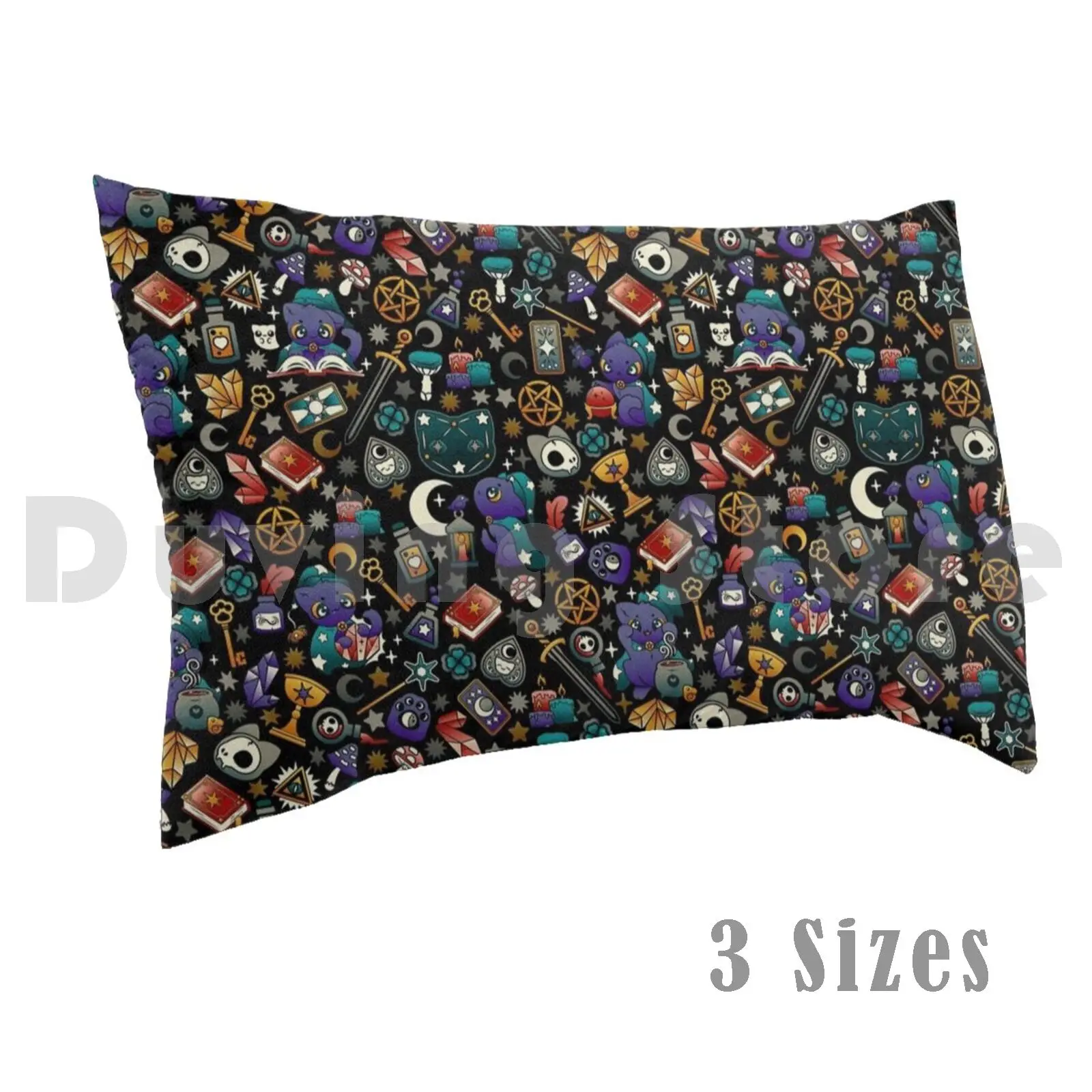 

Witchy Cat Occult Pattern Pillow Case Printed 35x50 Occult Ouija Witch Spooky Cat Black Cat Tarot