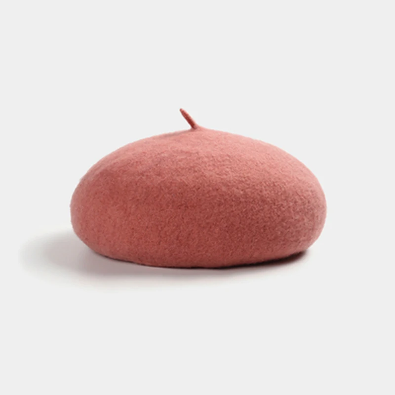 Dark pink Новинка, осенне-зимний высококачественный Женский берет, Модный женский однотонный Повседневный шерстяной берет, женские элегантные теплые шапки и кепки - Цвет: Dark pink