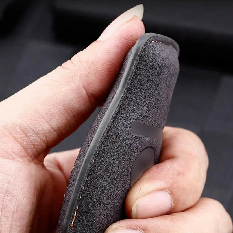 

2 Button Suede Leather Car Remote Key Case Cover With Key Chain For Mercedes Benz