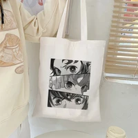 rengoku kyoujuroudemon slayer shopper bag anime shopping bags kimetsu no yaiba canvas tote bag handbags shoulder bags beach bag
