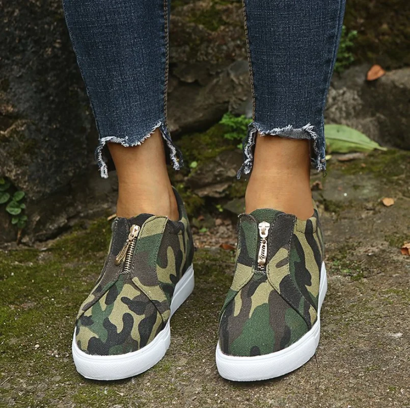 

Spring Autumn Shoes Women Crystal Slip on Flat Loafers Zipper Leather Ladies Glitter Platform Fashion Female Shoe 35-43