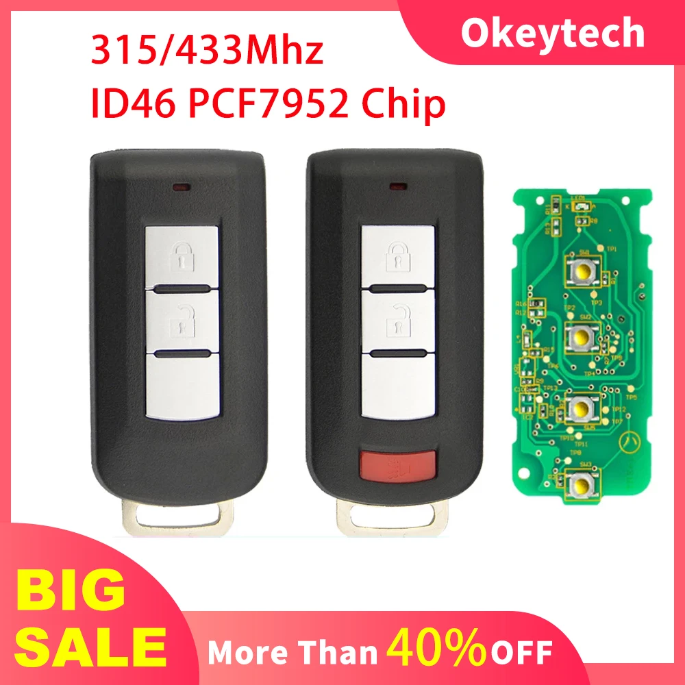 OkeyTech 315 МГц умный дистанционный Автомобильный ключ для Mitsubishi Lancer Outlander Galant 433-2008 ID46