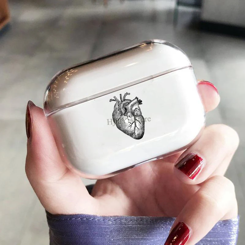 

Vintage Heart Anatomy Earphone Case For AirPods Pro Transparent Protective Cover For Airpods Pro Charging Box