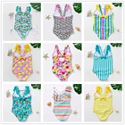 Купальник для маленьких девочек от 2 до 10 лет, новинка 2022, купальник для девочек, детский слитный купальник с принтом фламинго, детская пляжная одежда