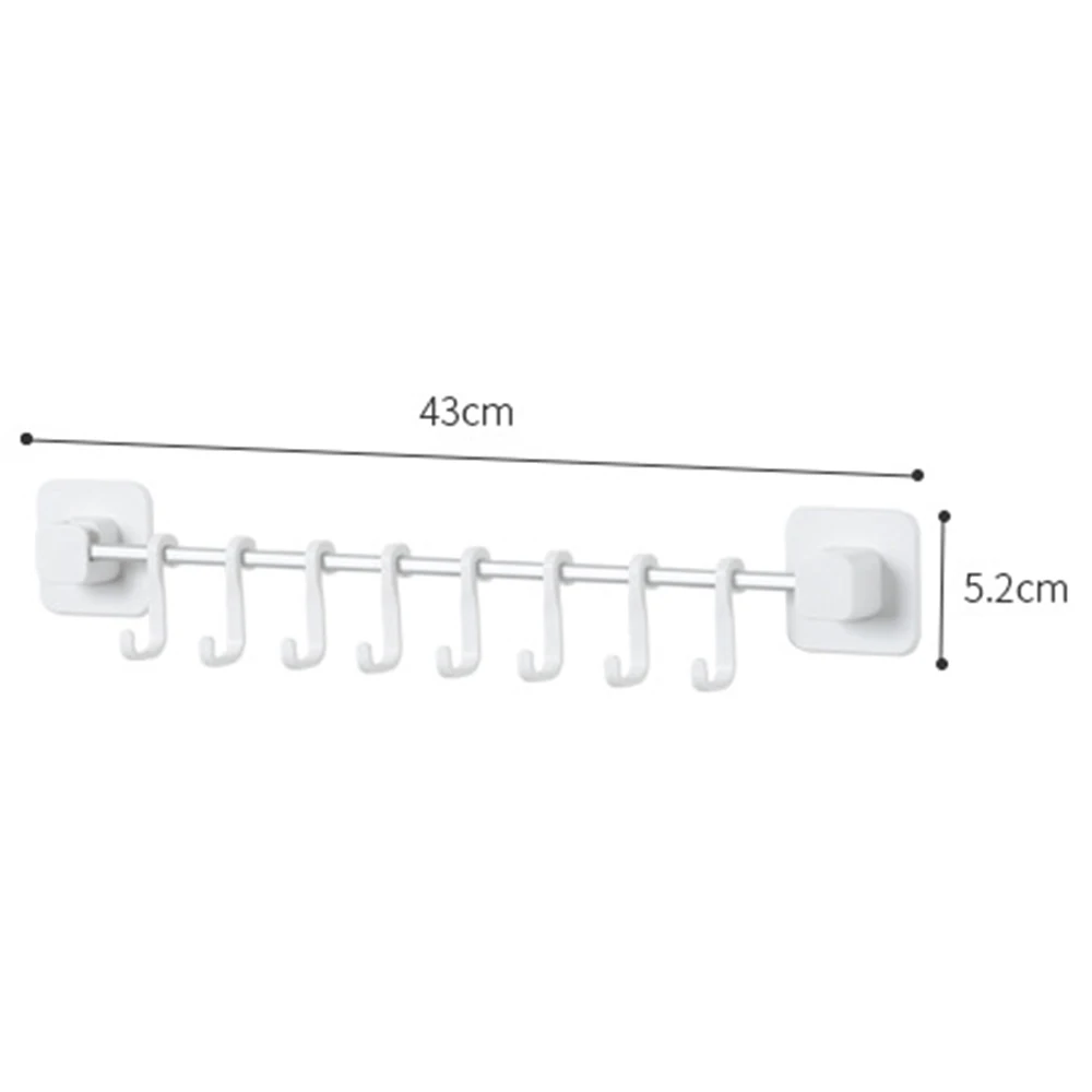 

Eisho Kitchen Supplies Punch-Free Wall-Mounted Storage Rack Simple With 8 Hooks Free Mobile Hanging Row Hook