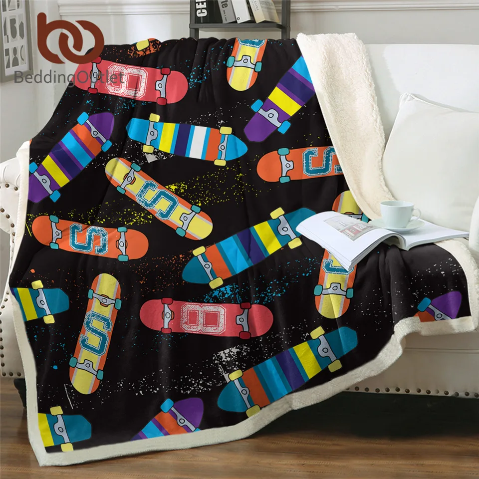 BeddingOutlet, спортивное, мультяшное постельное белье, шары, шлем, шерпа, одеяло, американский футбол, пушистое одеяло, цветное, скейтборд, кровать, одеяло