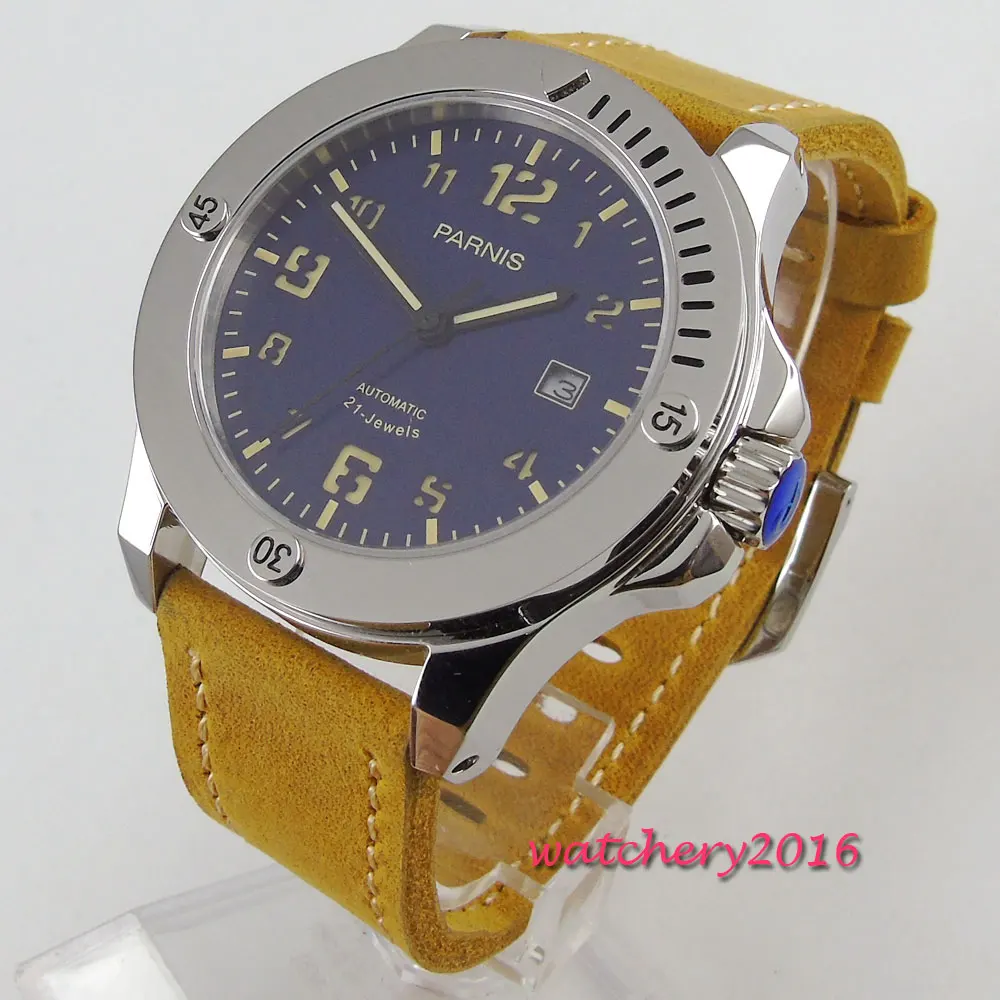 Мужские механические часы с синим циферблатом и сапфировым стеклом 44 мм|watch men|watch