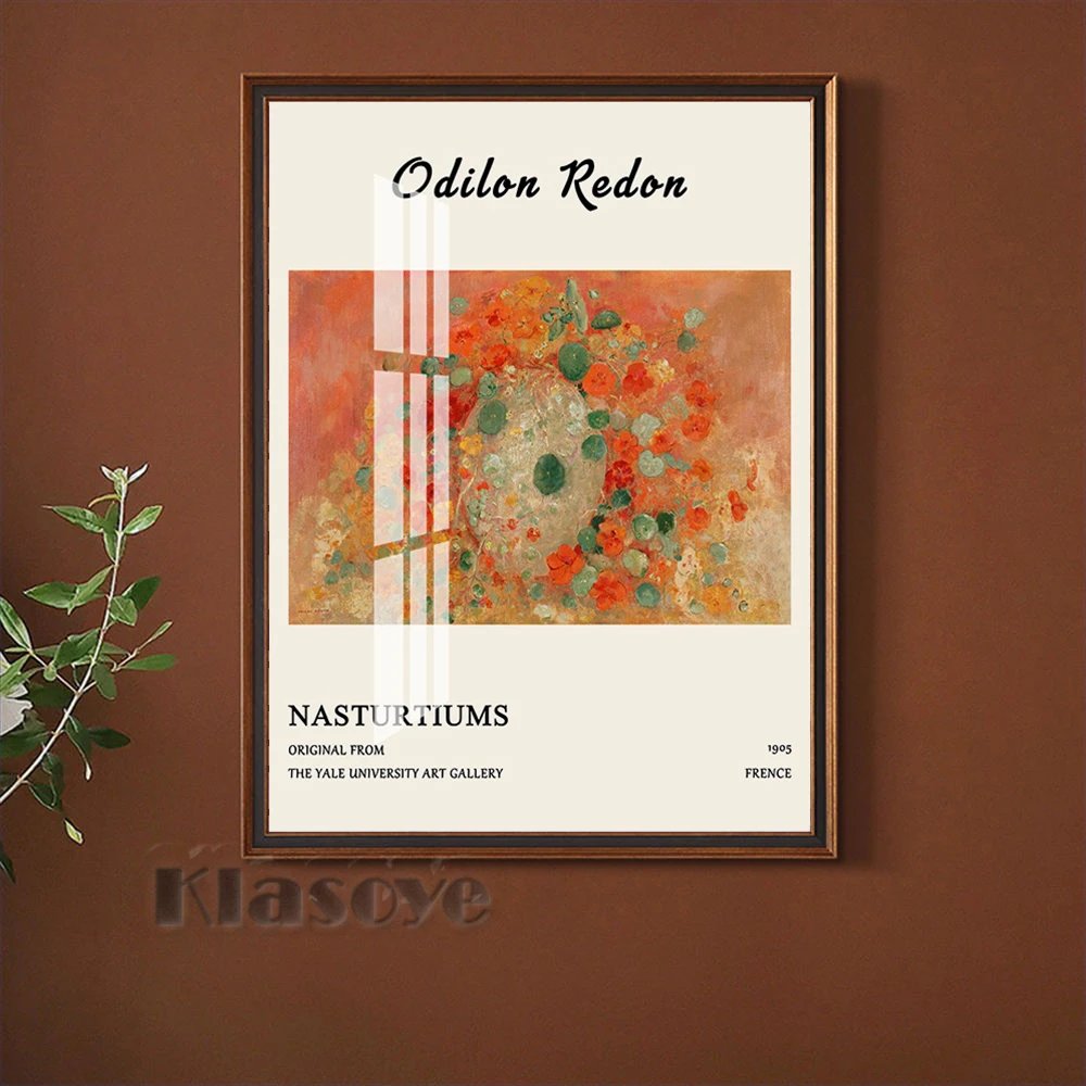 

Odilon Redon Museum Poster Nasturtium Botanical Wall Art Prints French Beautiful Antique Colorful Flower Painting Home Decor
