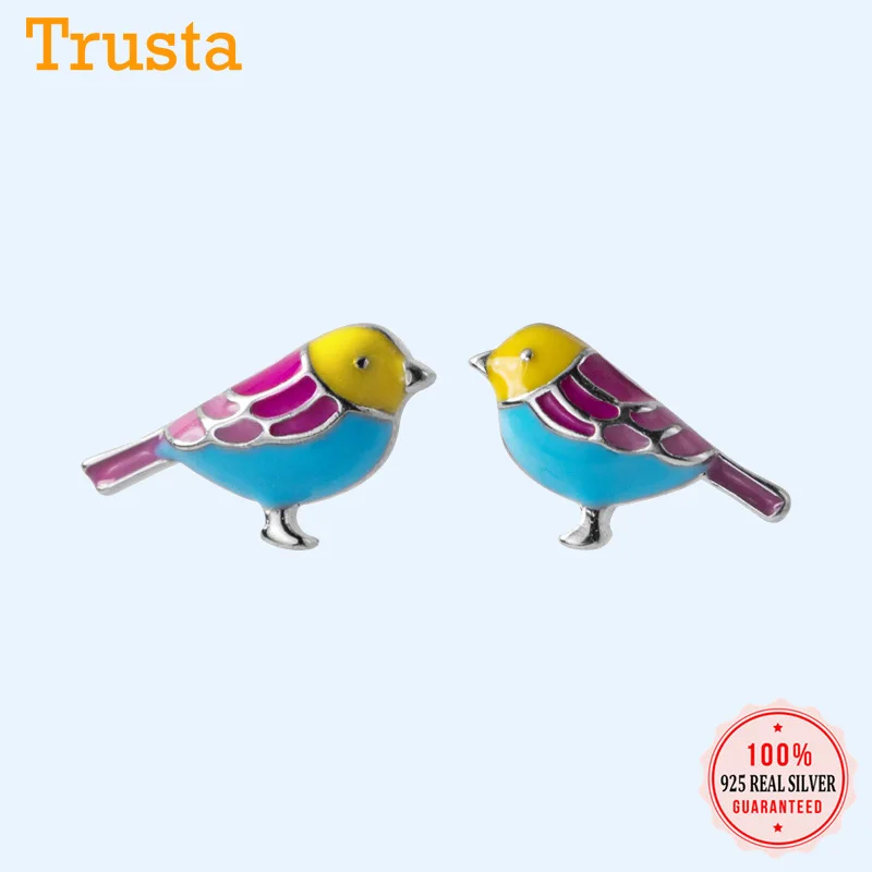 Trustdavis 100% Серебро 925 пробы женские ювелирные изделия Модные Милые Цветные Птицы
