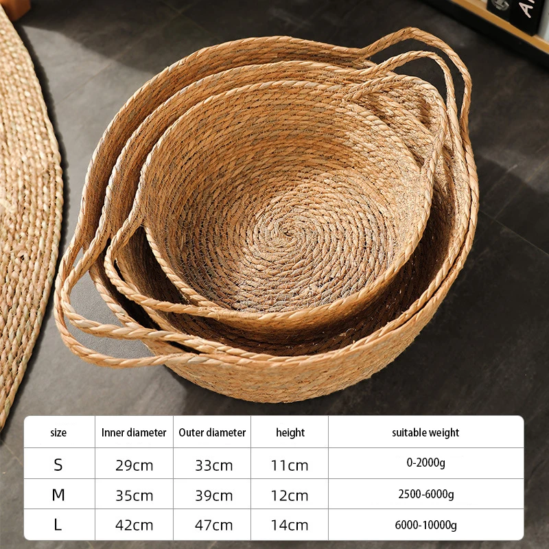 

Round Cat Bed Rattan Breathable Puppy Basket Nest Dogs Cats Hand-Woven KittenSleeping Bed Cooling Weave Cage Bed Pet Supplies