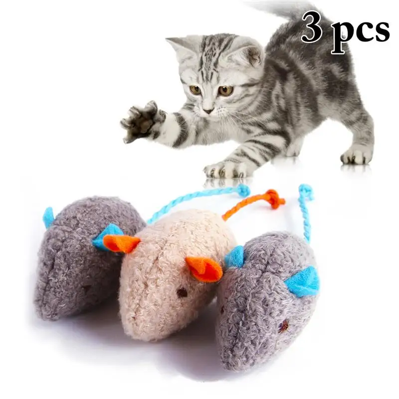 

Random Color 3 PCS Lifelike Mouse Cat Chew Toy Set Interactive Pet Play Catnip Plush Cat Bite Cleaning Teeth Toy For Indoor Cats
