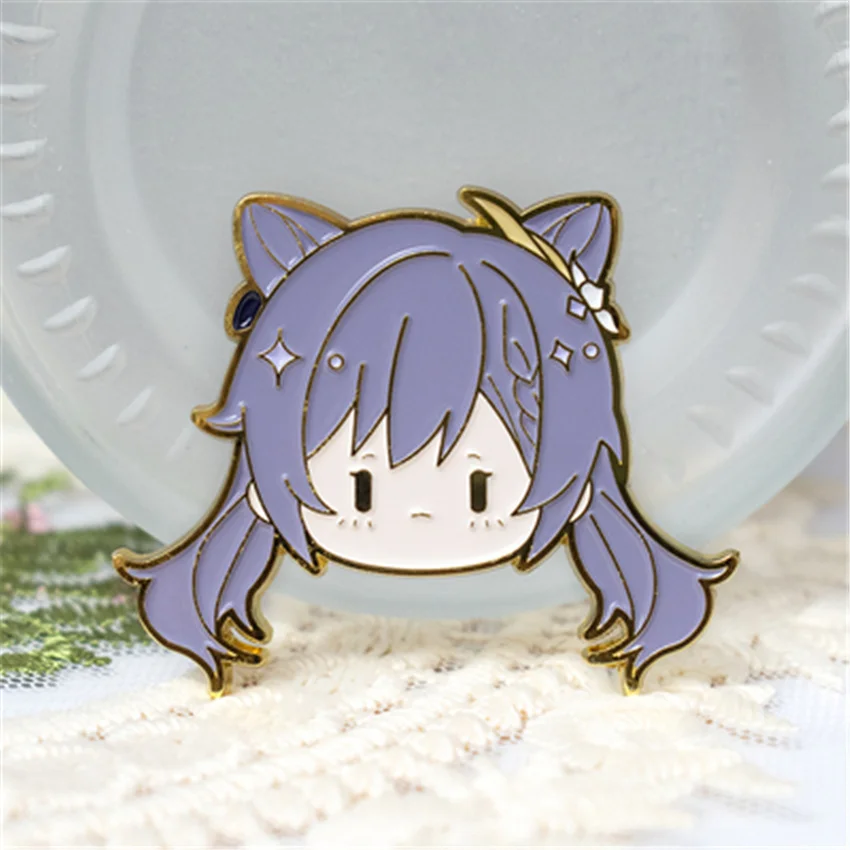 

Takerlama Genshin Impact Cosplay Badge Pin Brooch Klee Barbatos Keqing Metal Badge Button Jewelry Accessories Anime Props