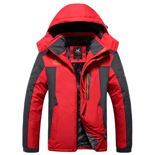 red Жутко и boror Размер 5XL, 6XL, 7XL, 8X, 9XL зимняя куртка мужская верхняя одежда флис утолщаются хлопка-проложенный вниз парка пальто мужчины водонепроницаемая куртка - Цвет: red