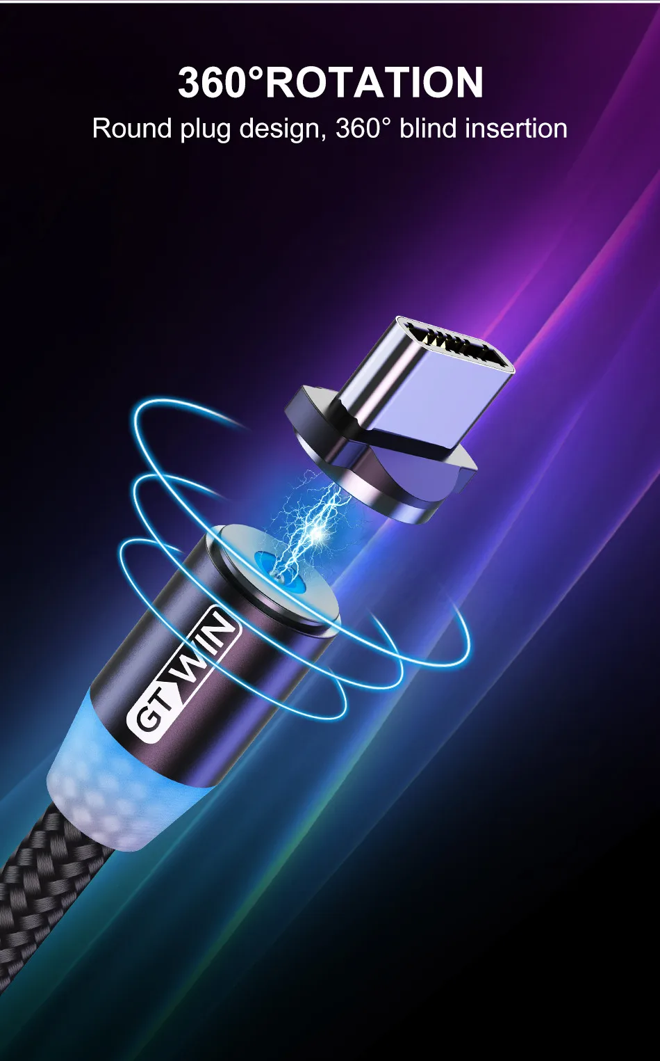 GTWIN Магнитный кабель для быстрой зарядки Micro usb type C зарядное устройство для iPhone 11 XR 7 samsung S9 S10 быстро магнитные телефонные кабели 1 м/2 м/3 м