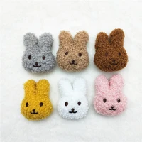 10pcslot 56cm plush cartoon teddy velvet rabbit appliques for baby headwear clip bow accessories decor patches
