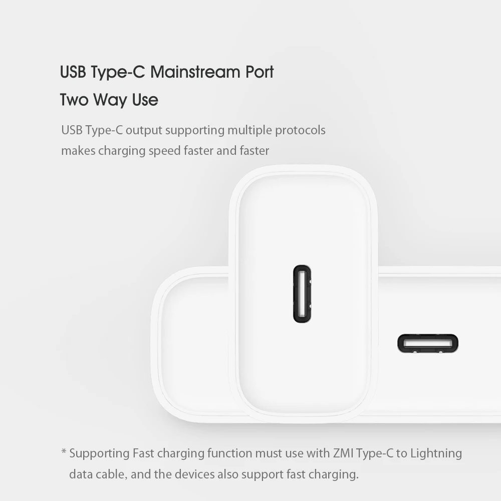 Xiaomi ZMI usb type-C быстрое зарядное устройство с USB-C кабелем для передачи данных 18 Вт портативный адаптер для телефона мини зарядное устройство для путешествий настенное зарядное устройство