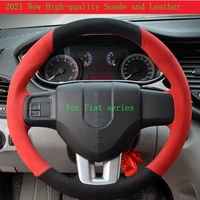2021 new high quality hand stitched leather car steering wheel cover for fiat grande punto puntopunto evo van auto accessories