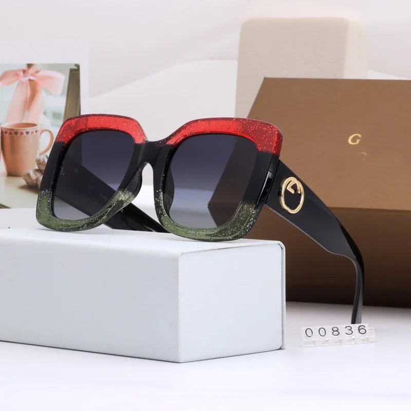 1no box Новинка, женские солнцезащитные очки, Роскошные, женские, брендовые, дизайнерские, негабаритные, квадратные, солнцезащитные очки, женские, Летний стиль, оттенки, UV400, трехцветная оправа - Lenses Color: 1no box