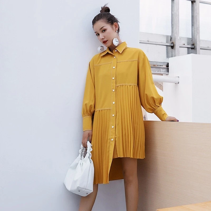 Женское плиссированное платье TWOTWINSTYLE повседневное асимметричное с воротником