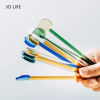 jo life 1pc heat resistant glass stir bar coffee juice mixer long handle dessert spoon stirring stick kitchen accessories