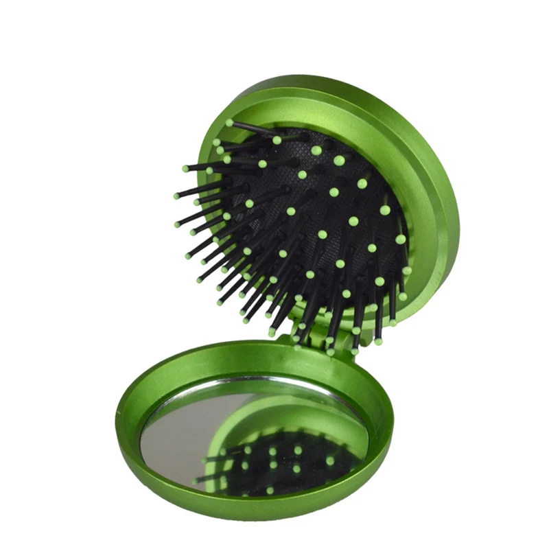 Makeup Mirror with Comb travel Portable folding mirror massage comb round flat mirror massage comb Makeup Tool logo printing