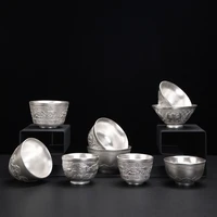999 sterling silver cup kung fu tea set ceramic master cup silver plated tea cup water cup single cup