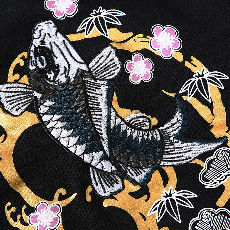 

Autumn Winter Sweater Men's Pullover Long Sleeve Fashion Brand Chinese Style Carp Embroidery Ethnic Style Large Size Fashion