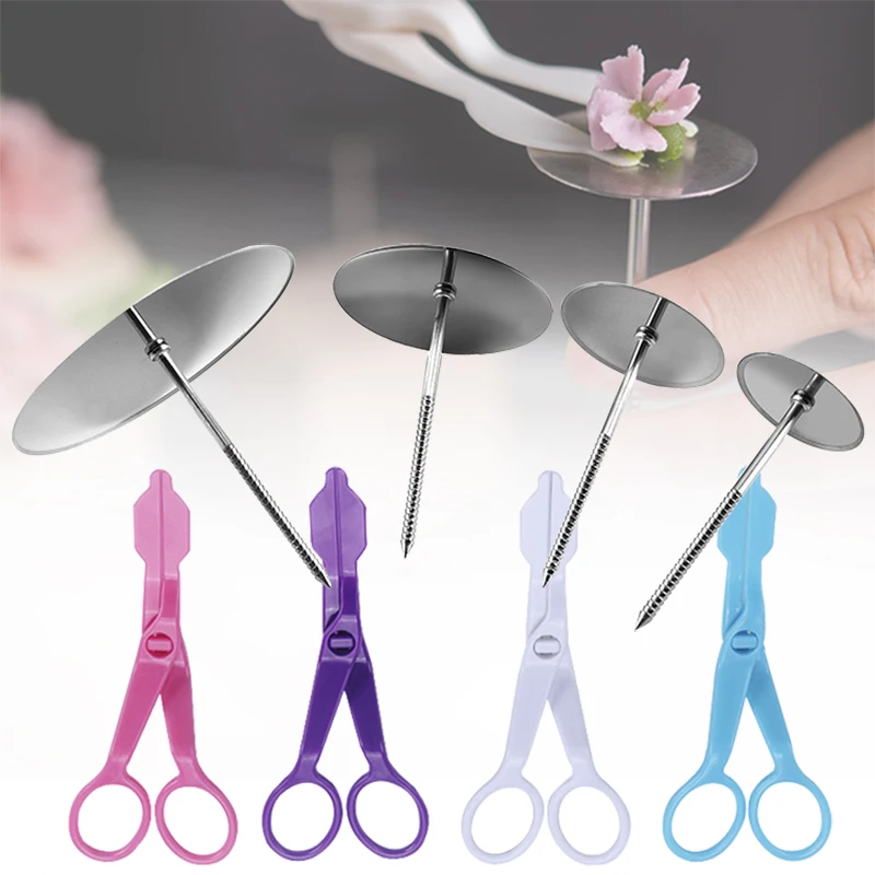 

Cake Baking Piping Stands Tools Cake Flower Nails Stainless Steel Piping Nail Rose Decor Lifter Fondant Cake Decorating Tray