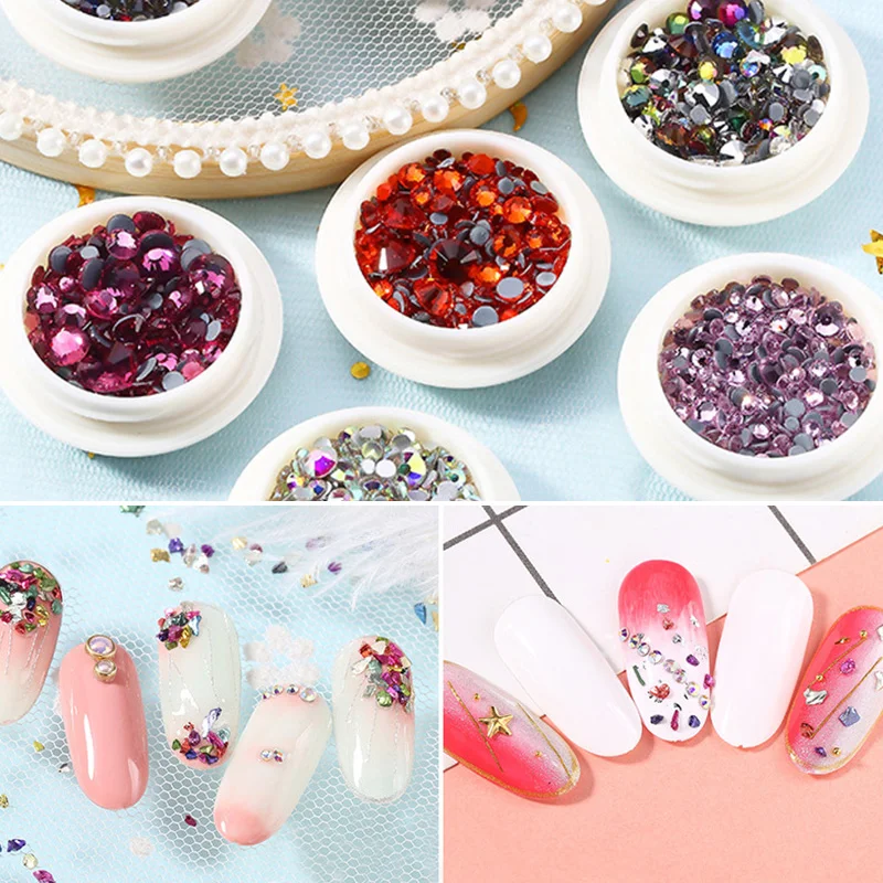 1 коробка стразы для дизайна ногтей розовый золотой черный цвет разноцветная