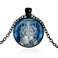 ganesha buddha hindu elephant meditation spiritual glass necklace jewelry accessories for womens mens fashion friendship gifts