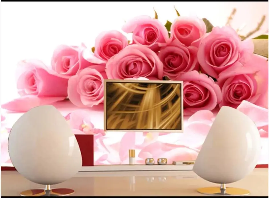 Пользовательские фото обои для стен 3 d росписи обоев Розовые розы теплый