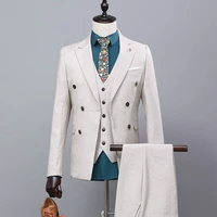 2020 male classic solid white suit bridegroom costume homme mariage business casual three piece korean version s