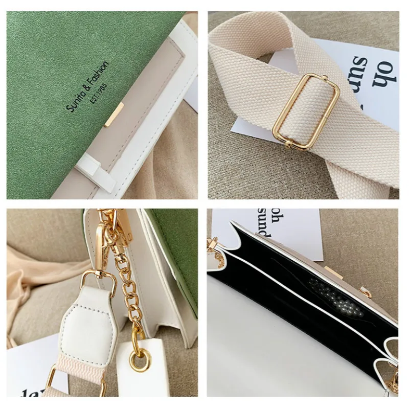 

Scrub Leather Contrast Color Crossbody Bags For Women 2020 Chain Simple Shoulder Bag Ladies Purses and Handbags Cross Body