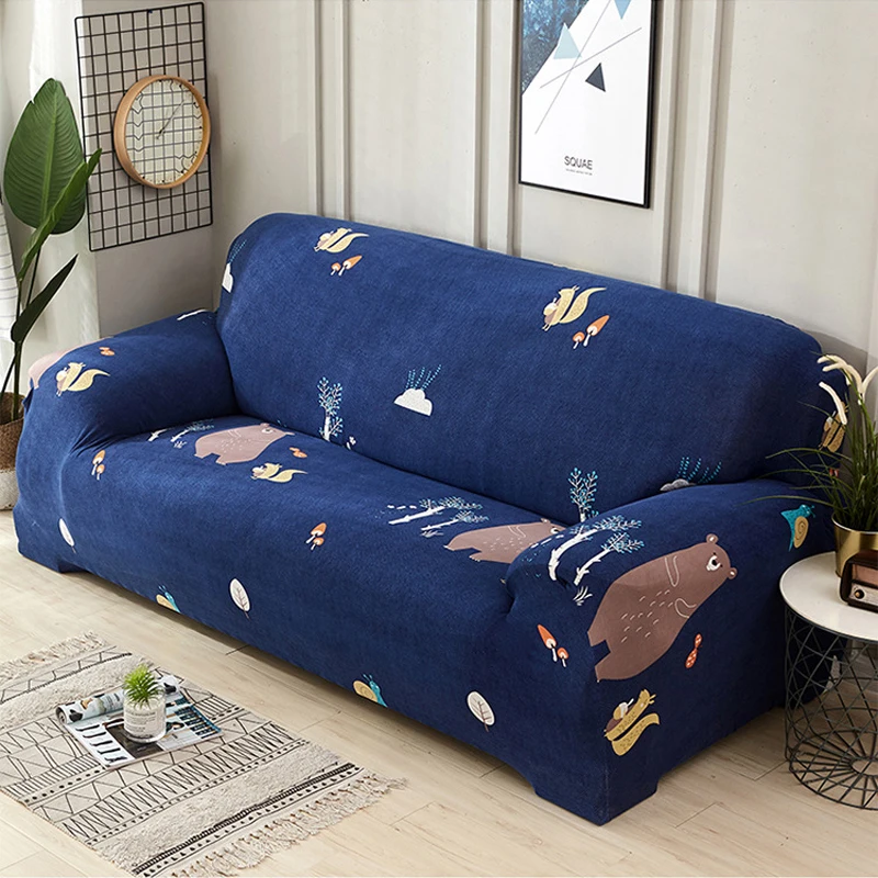 Эластичный чехол для дивана Синий с мультяшным рисунком эластичный 1 4 чехлы