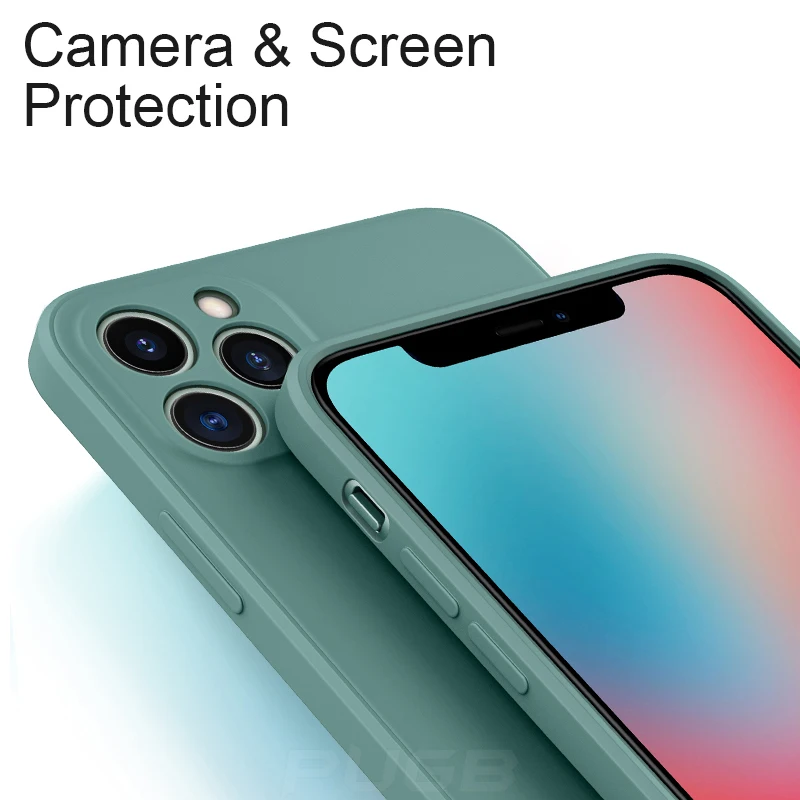 Luxury Soft Liquid Silicone Matte Case For iPhone 12 11 Pro Max Mini X XS XR SE 2020 7 8 Plus Shockproof Camera Protection Cover | Мобильные