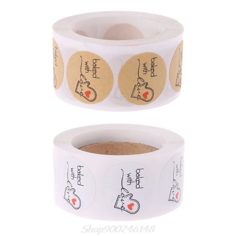 500 шт. запеченные с любви круглые Стикеры из крафтовой бумаги клейкие этикетки