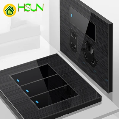 Черный закаленное стекло матовый 86 Тип переключатель гнездо Рисунок 1 2 3 4 банда