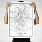 Израиль черно-белая карта города плакат Скандинавская гостиная Jerusalem Natanya настенное искусство домашний декор холст живопись креативный подарок