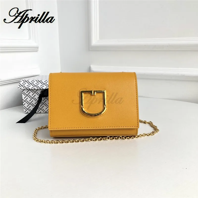 Yellow Aprilla 18 см 24 см женская сумка на плечо с цепочкой дизайнерские брендовые сумки viva сумка на цепочке натуральная кожа 3A качественные сумки через плечо 212 - Цвет: Yellow