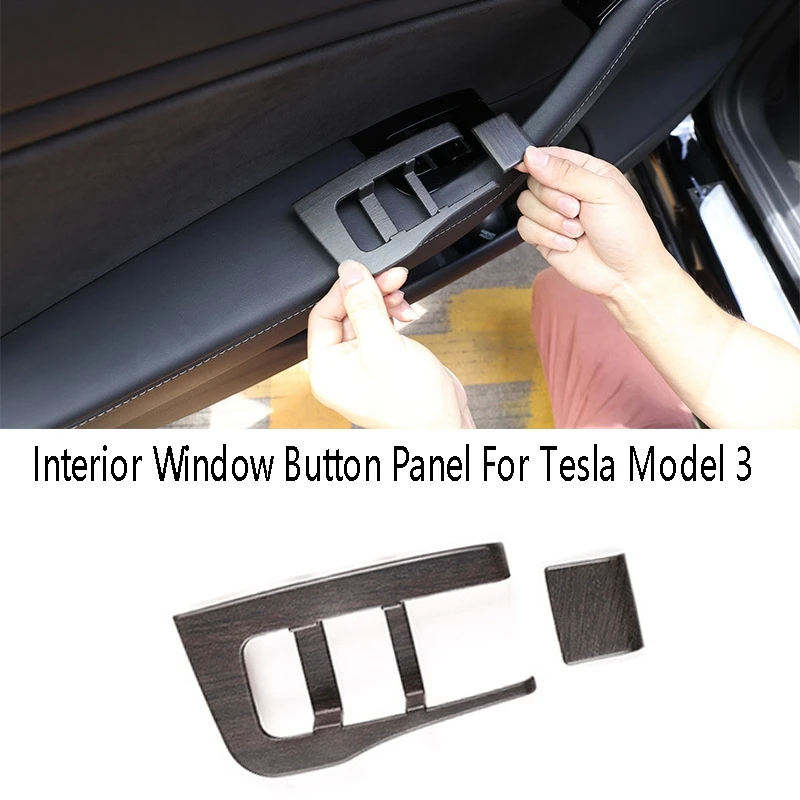 

6Pcs Car Interior Window Button Panel Stickers Window Lift Switch Cover for Tesla Model 3